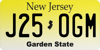 NJ license plate J25OGM