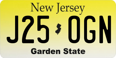 NJ license plate J25OGN