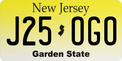 NJ license plate J25OGO