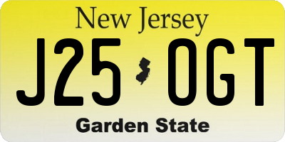 NJ license plate J25OGT