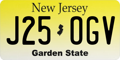 NJ license plate J25OGV