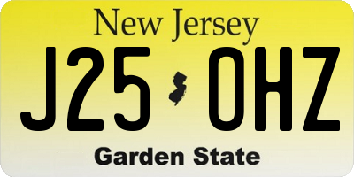 NJ license plate J25OHZ