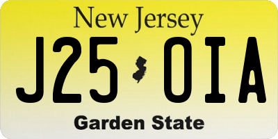 NJ license plate J25OIA