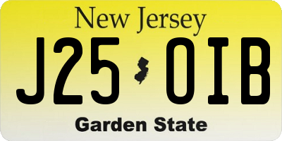 NJ license plate J25OIB