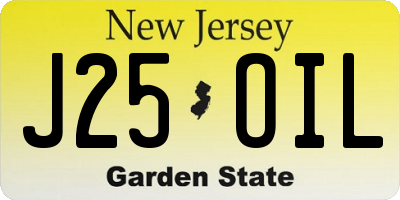 NJ license plate J25OIL