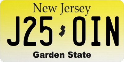 NJ license plate J25OIN