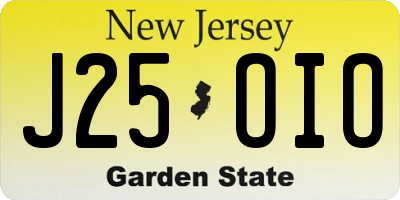 NJ license plate J25OIO