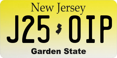 NJ license plate J25OIP