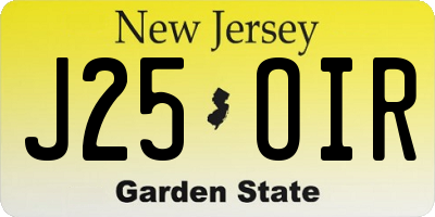 NJ license plate J25OIR