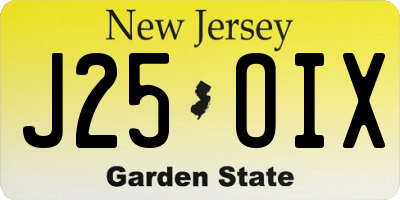 NJ license plate J25OIX