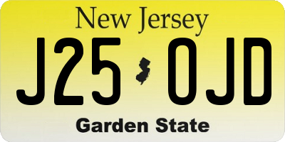 NJ license plate J25OJD