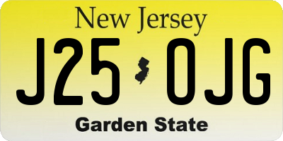 NJ license plate J25OJG