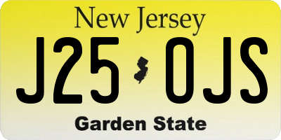 NJ license plate J25OJS