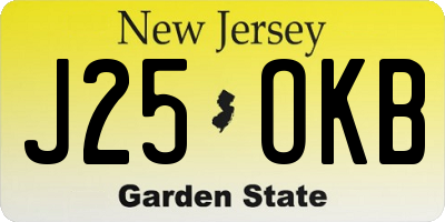 NJ license plate J25OKB
