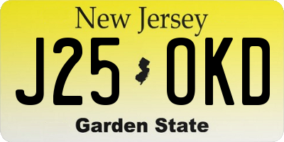 NJ license plate J25OKD
