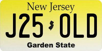 NJ license plate J25OLD