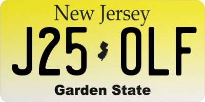 NJ license plate J25OLF