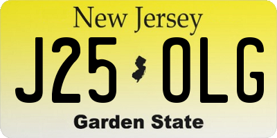 NJ license plate J25OLG