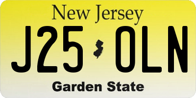 NJ license plate J25OLN