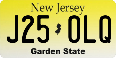NJ license plate J25OLQ