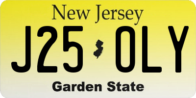 NJ license plate J25OLY