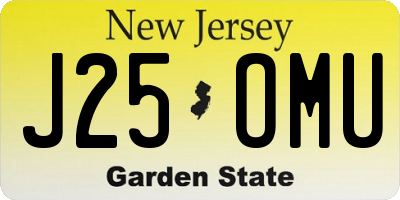 NJ license plate J25OMU