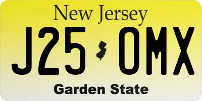 NJ license plate J25OMX