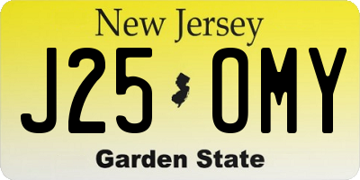 NJ license plate J25OMY