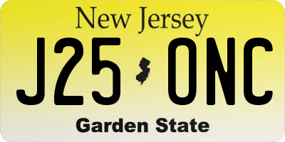 NJ license plate J25ONC