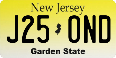 NJ license plate J25OND