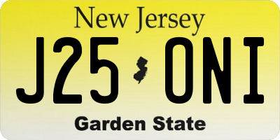 NJ license plate J25ONI