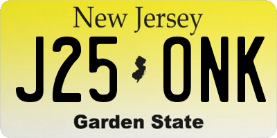 NJ license plate J25ONK