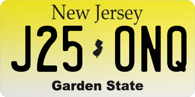 NJ license plate J25ONQ