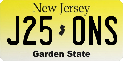 NJ license plate J25ONS