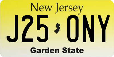 NJ license plate J25ONY