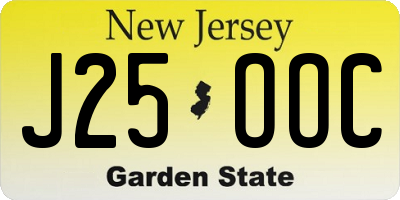 NJ license plate J25OOC