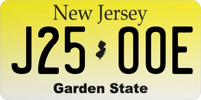 NJ license plate J25OOE
