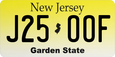 NJ license plate J25OOF