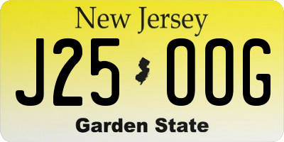 NJ license plate J25OOG