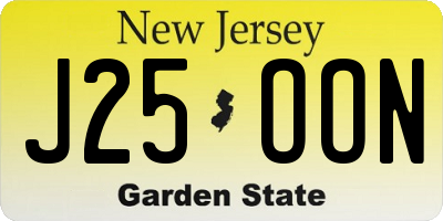 NJ license plate J25OON