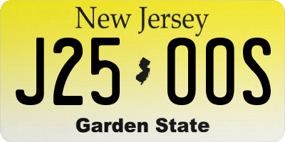 NJ license plate J25OOS