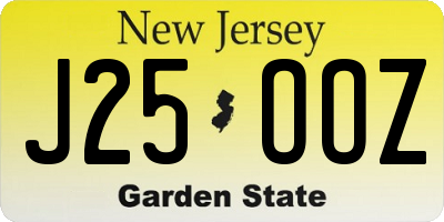 NJ license plate J25OOZ
