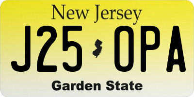 NJ license plate J25OPA