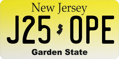 NJ license plate J25OPE