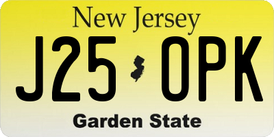 NJ license plate J25OPK