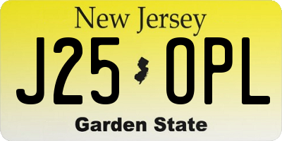 NJ license plate J25OPL