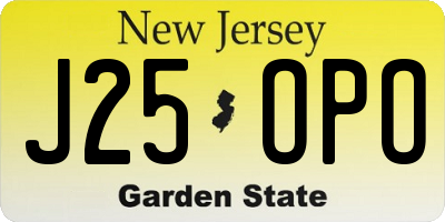 NJ license plate J25OPO