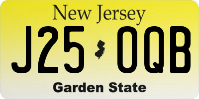 NJ license plate J25OQB