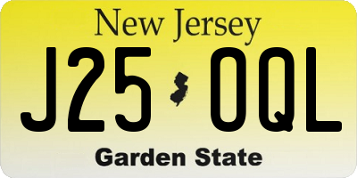 NJ license plate J25OQL