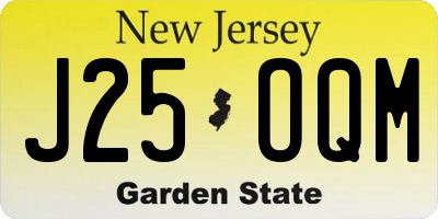 NJ license plate J25OQM